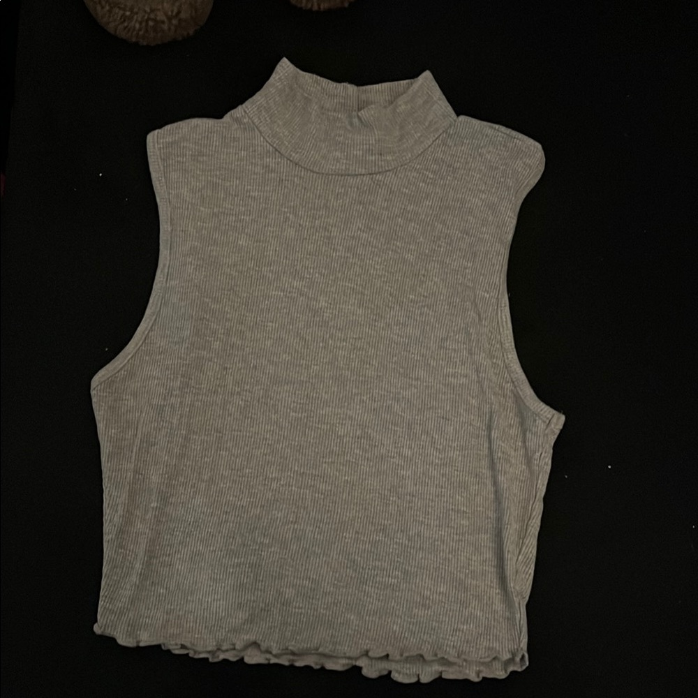 Gray Sleeveless Mock Neck Top